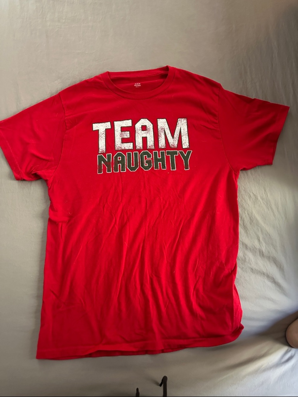 Holiday Time Red "Team Naughty" Short Sleeve Graphic Tee